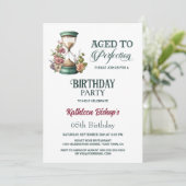 Invitation Pays Aquarelle Floral Horglass fête d'anniversaire (Debout devant)