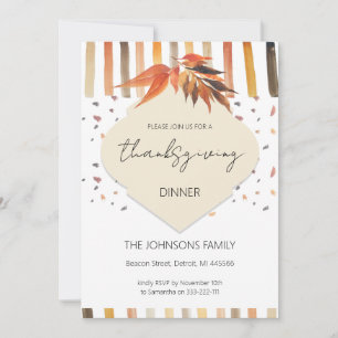Invitation Pays Automne Thanksgiving Watercolor Feuilles