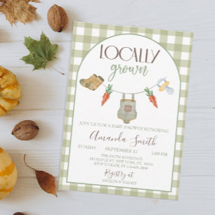 Invitation Pays Baby shower Chic Thème Cultivé Localement