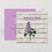 Invitation pays blanc grange bois violet lilas mariage (Devant / Derrière)