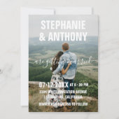 Invitation Pays blanc script typographie photo mariage (Devant)