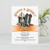 Invitation Pays bottes de cowboy été orange bulle chic (Debout devant)