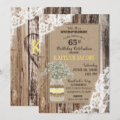 Invitation Pays Bouquet Dentelle en bois Anniversaire rustiqu (Devant / Derrière)