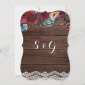 Invitation Pays Bourgogne Marine Dentelle florale | Mariage b (Dos)