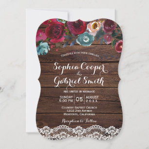 Invitation Pays Bourgogne Marine Dentelle florale Mariage b