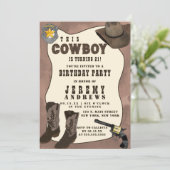 Invitation Pays Brown Cowboy Aquarelle Anniversaire (Debout devant)