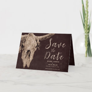 Invitation Pays Brown Rodeo Taureau Skull Enregistrer La Date