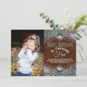 Invitation pays brun turquoise ouest fête d'anniversaire (Debout devant)