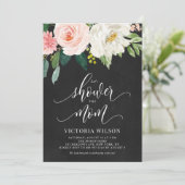 Invitation Pays Chalkboard Blush Floral Baby shower d'automne (Debout devant)