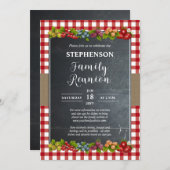 Invitation Pays Checks Fruit and Chalkboard Famille Réunion (Devant / Derrière)