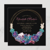 Invitation Pays Chic Aquarelle Fête des mariées Succulente (Devant / Derrière)