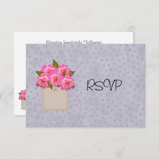 Invitation Pays Crock De La Réception Des Peonies RSVP (Devant / Derrière)