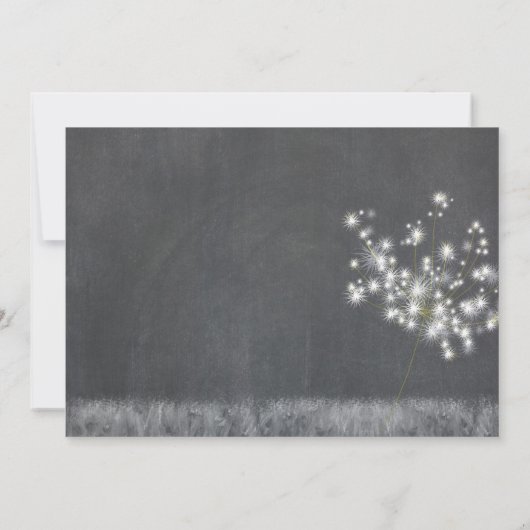 Invitation Pays Dandelions Mariage en niveaux de gris (Dos)