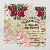 Invitation Pays de Bourgogne Rouge Russe Rose Fête des mariée (Devant / Derrière)