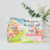 Invitation Pays de Candy Anniversaire Merci note d'invitation (Debout devant)