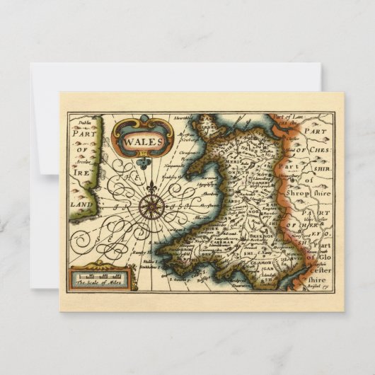 Invitation Pays de Galles - Ancien Antiquaire historique Cart (Devant)