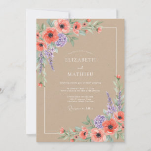 Invitation Pays de la Fleur Sauvage Bronzée Mariage