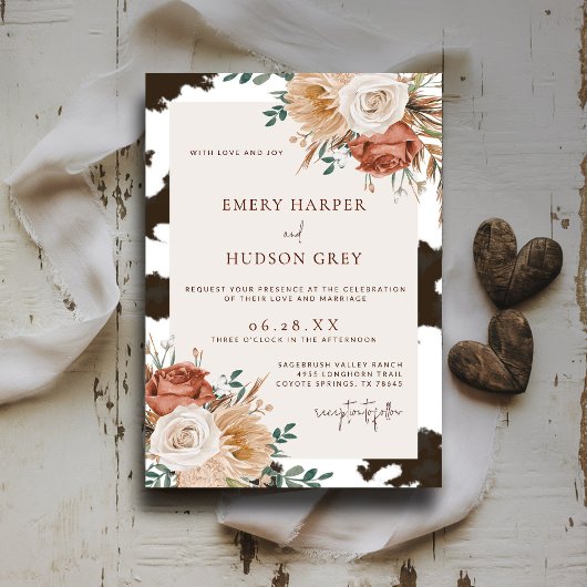 Invitation Pays de la vache Occidentale Cowboy Boho Floral Ma