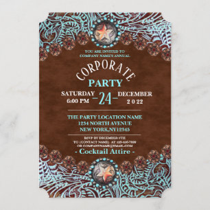 Invitation pays de l'Ouest brun turquoise Parti d'entreprise