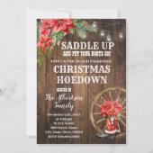 Invitation Pays de Noël occidental Bottes Poinsettia Parti (Devant)