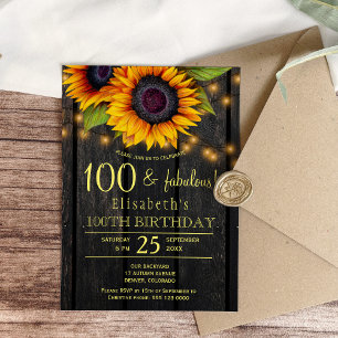 Invitation Pays de tournesol doré, grange en bois rustique, 1