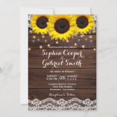 Invitation Pays Dentelle de tournesol rustique | Mariage bois (Devant)
