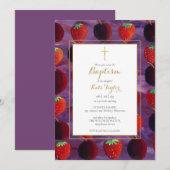 Invitation Pays des Fruits Rouges Baptême (Devant / Derrière)