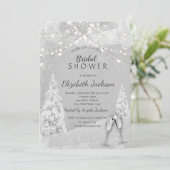 Invitation Pays des merveilles d'hiver, douche de mariée gris (Debout devant)