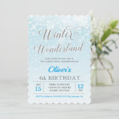 Invitation Pays des merveilles d'hiver Flocon de neige Bleu G (Debout devant)