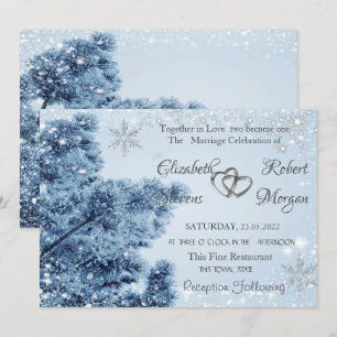 Invitation Pays des merveilles d'hiver,Neige,Mariage de floco