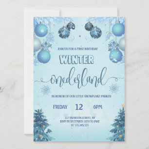 Invitation Pays des merveilles d'hiver pour le premier annive