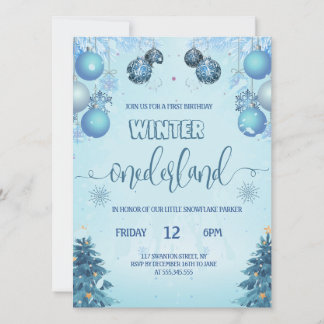 Invitation Pays des merveilles d'hiver pour le premier annive
