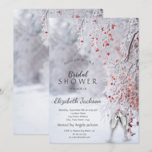 Invitation Pays des merveilles d'hiver, Shower de mariage au  (Devant / Derrière)