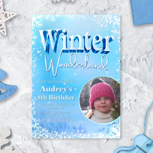 Invitation Pays des merveilles hivernal avec image