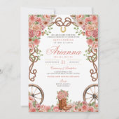 Invitation Pays d'or rose Western Charra Ranch Quinceañera (Devant)