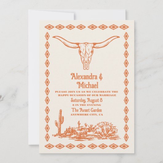 Invitation Pays du Sud-Ouest Ranch Western Mariage QR Code (Devant)