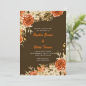 Invitation Pays élégant Orange Rose Brown Mariage (Debout devant)
