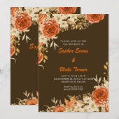 Invitation Pays élégant Orange Rose Brown Mariage (Devant / Derrière)