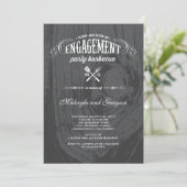 Invitation Pays élégant Rustic Wood Engagement Party BBBQ (Debout devant)