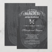 Invitation Pays élégant Rustic Wood Engagement Party BBBQ (Devant / Derrière)