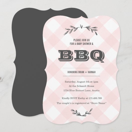 Invitation Pays En vichy Baby shower (Devant / Derrière)