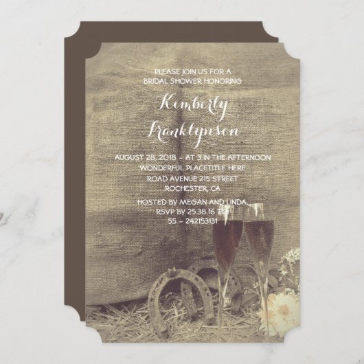 Invitation Pays et Fête des mariées rustique (Devant / Derrière)