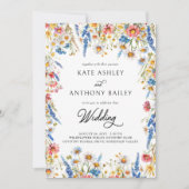 Invitation Pays Fleur sauvage Mariage Détails et site Web (Devant)