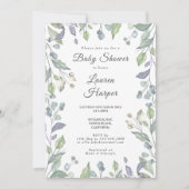 Invitation Pays Floral Baby shower de verdure Sprinkle (Devant)