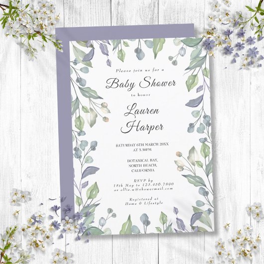 Invitation Pays Floral Baby shower de verdure Sprinkle