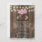 Invitation Pays Floral Baril de bois Mariage rustique (Devant)