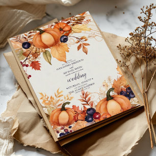 Invitation Pays Floral Citrouille Mariage de script