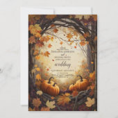 Invitation Pays Floral Citrouille Mariage de script (Devant)