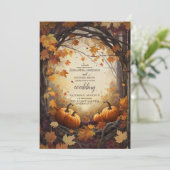 Invitation Pays Floral Citrouille Mariage de script (Debout devant)