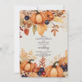 Invitation Pays Floral Citrouille Mariage de script (Devant)